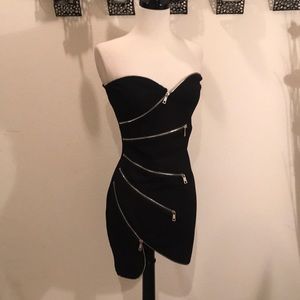 NWOT BLACK ZIPPER TUBE TOP DRESS